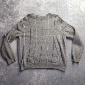 Mens Lambswool Blend Pullover Sweater‎ Sz M Gray Crew Neck Elastic Waist & Cuffs